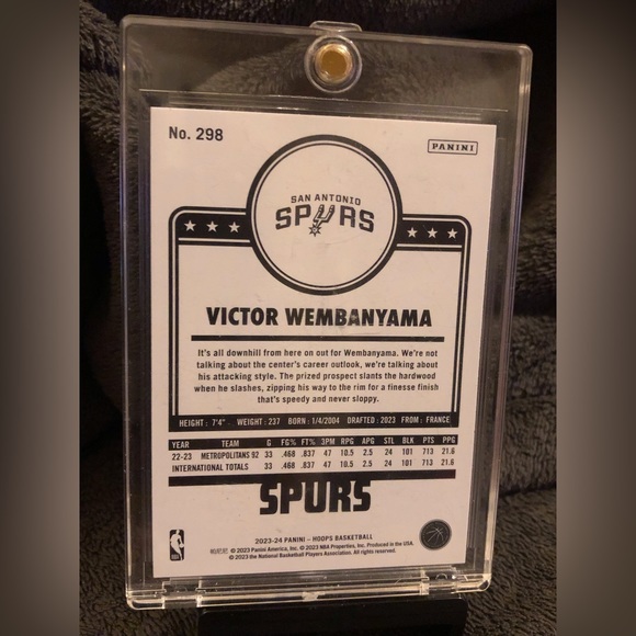 Victor Wembanyama 2023-24 Panini Hoops Rookie Card RC Spurs - Picture 2 of 2